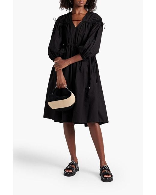 Rosetta Getty Black Gathered Cotton-poplin Dress