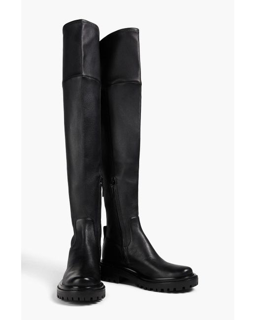 Tory Burch Black Utility Lug Leather Over-the-knee Boots