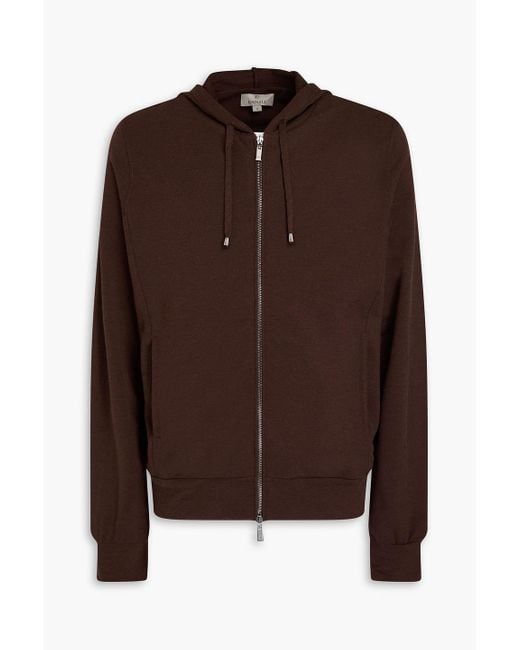 Canali Brown French Terry Hooded Jacket for men