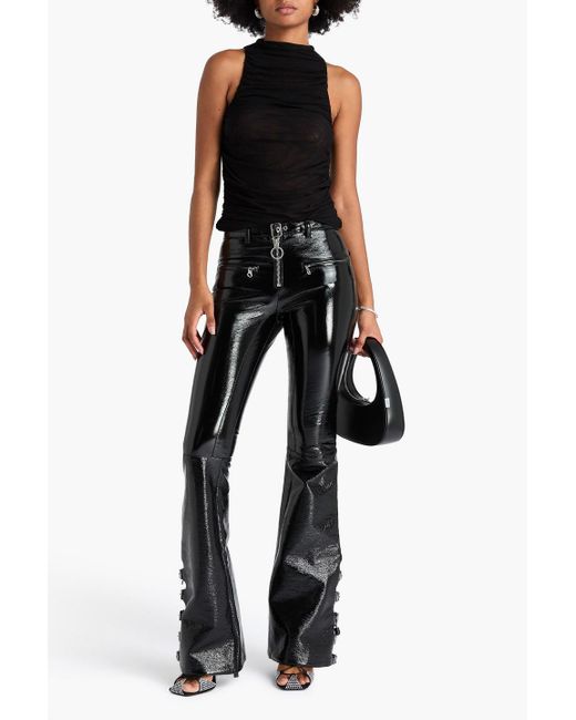 Courreges Black Buckled Cotton-Blend Bootcut Pants
