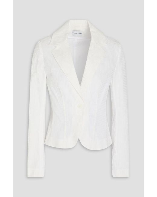 Claudie Pierlot White Cotton-Blend Seersucker Blazer