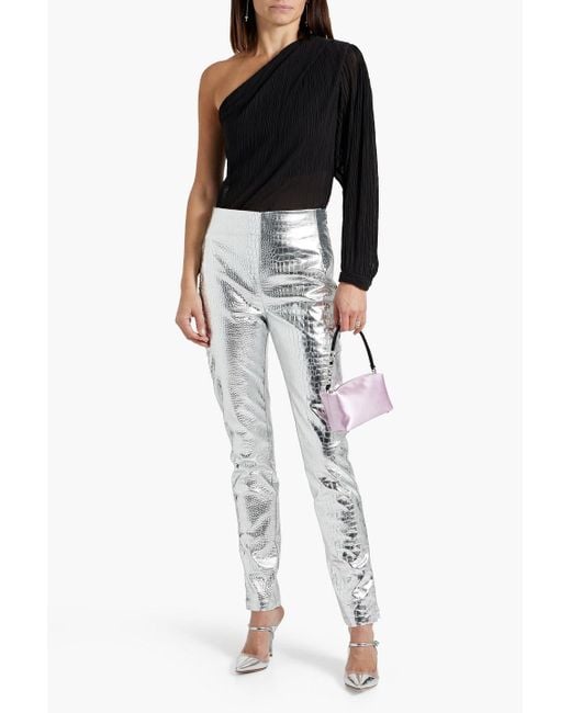 IRO Black Amalys One-sleeve Plissé-georgette Top