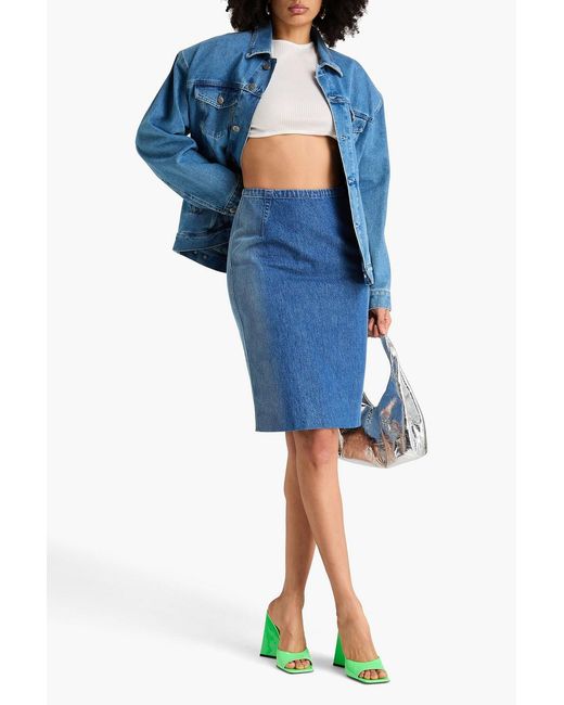 Versace Blue Faded Denim Pencil Skirt