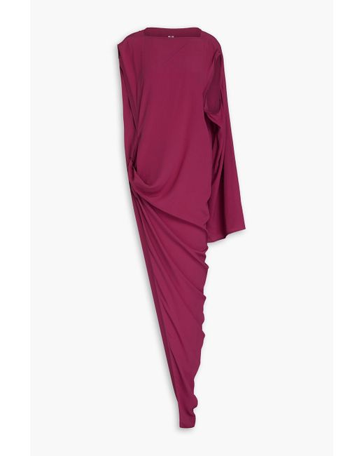 Rick Owens Purple One-sleeve Asymmetric Crepe De Chine Cupro Maxi Dress