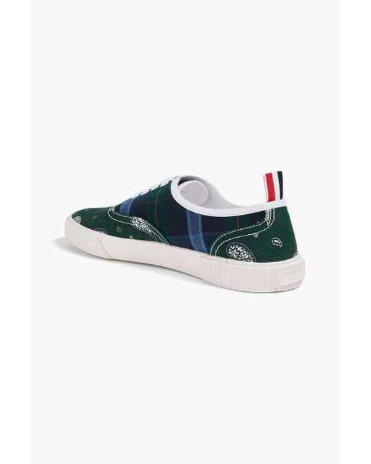 Thom Browne Blue Heritage Printed Canvas Sneakers for men