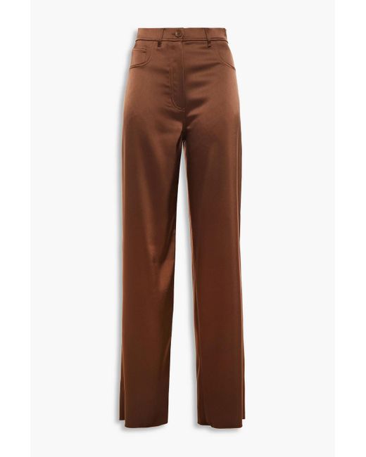 Nanushka Brown Drew Satin Straight-leg Pants