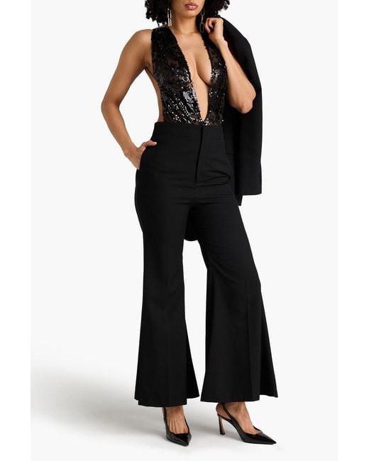 Victoria Beckham Black Sequin-Embellished Tulle Bodysuit