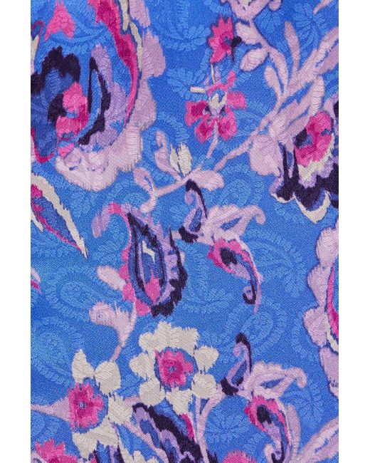 Isabel Marant Blue Prielle Printed Satin-Jacquard Midi Skirt