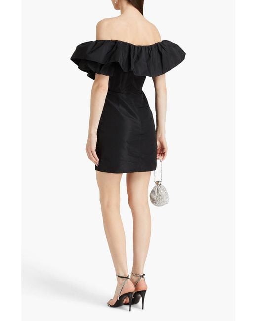 Rebecca Vallance Black Homecoming Off-the-shoulder Embellished Taffeta Mini Dress