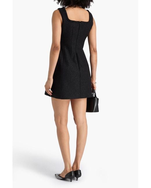 Maje Black Crystal-embellished Metallic Tweed Mini Dress