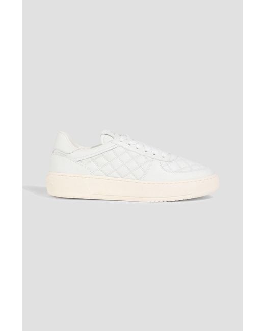 Stuart Weitzman White Courtside Quilted Leather Sneakers