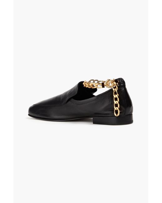 By Far Black Nick Chain-embellished Leather Loafers