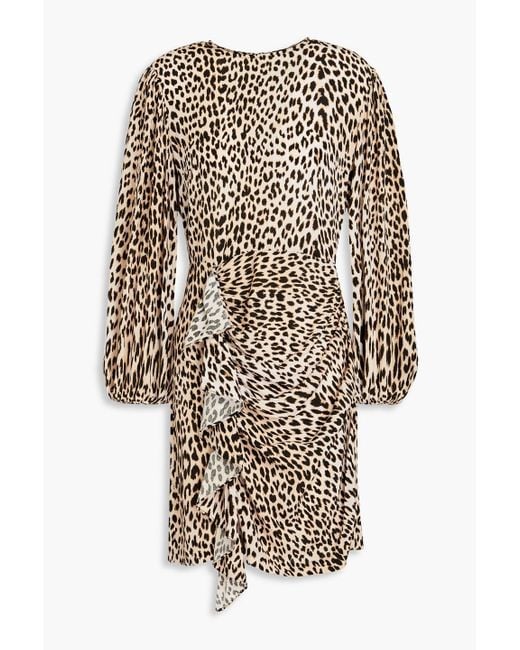 Maje White Ruffled Leopard-print Crepe Mini Dress