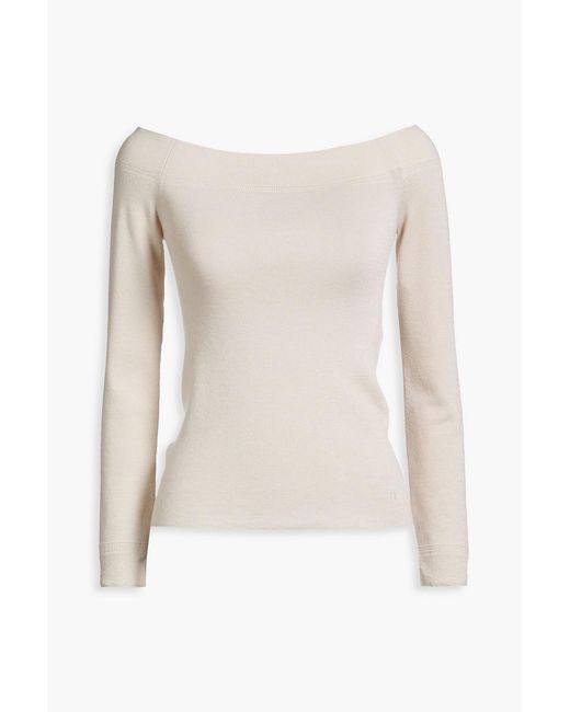 Tom Ford White Off-The-Shoulder Cashmere And Silk-Blend Top