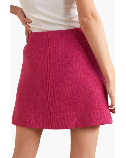 Ganni Red Brushed Wool-blend Twill Mini Skirt