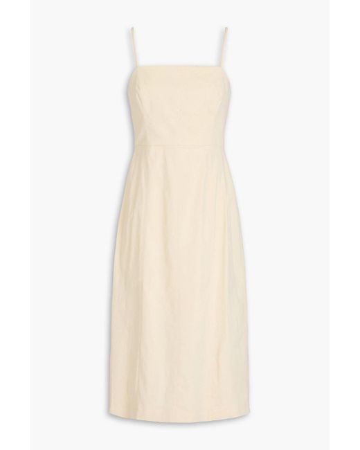 Theory White Midikleid aus crêpe aus einer leinenmischung