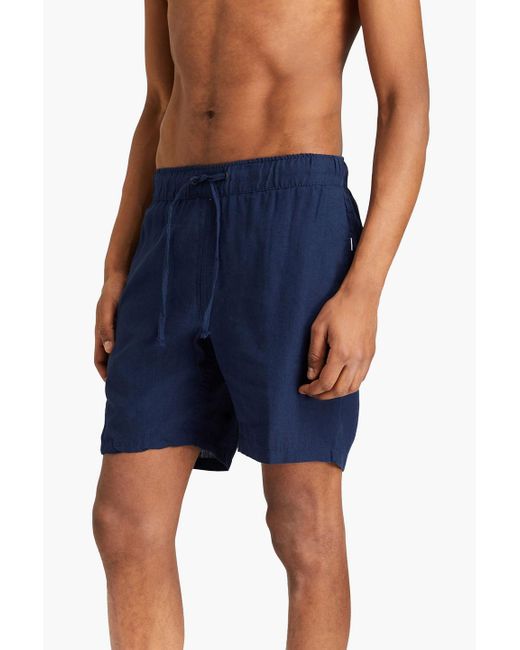 Onia Blue Mid-length Linen-blend Swim Shorts for men