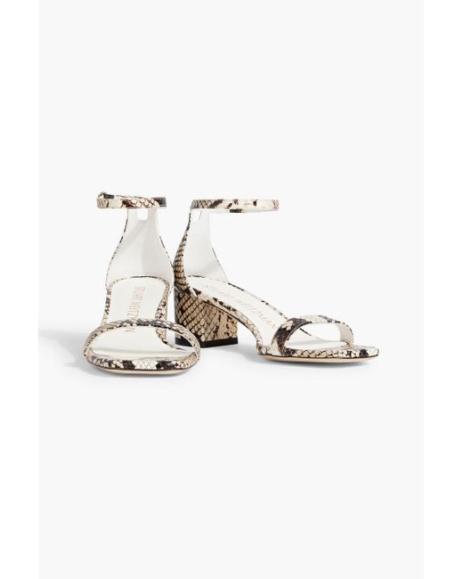 Stuart Weitzman Multicolor Simple Curve Snake-Effect Leather Sandals
