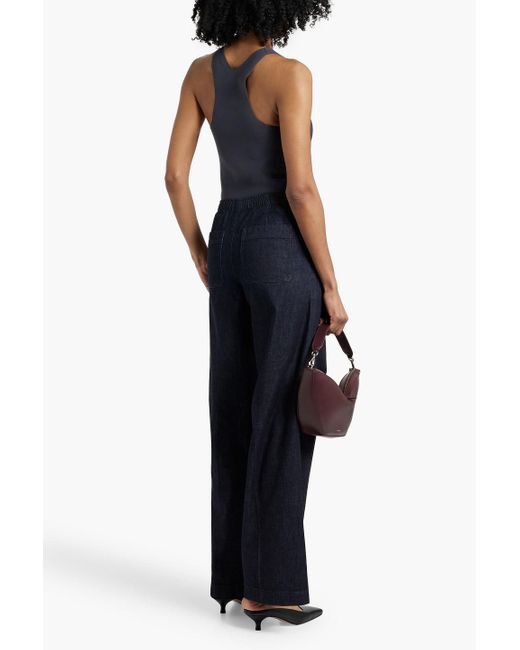 Vince Blue Cotton-Chambray Wide-Leg Pants