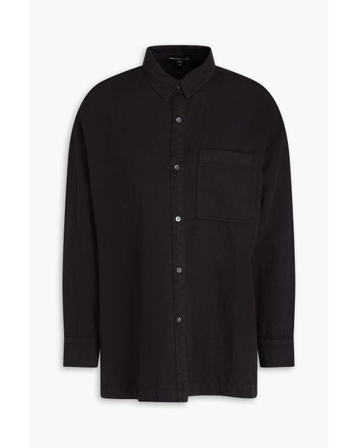 James Perse Black Hemd aus twill aus einer baumwoll-leinenmischung