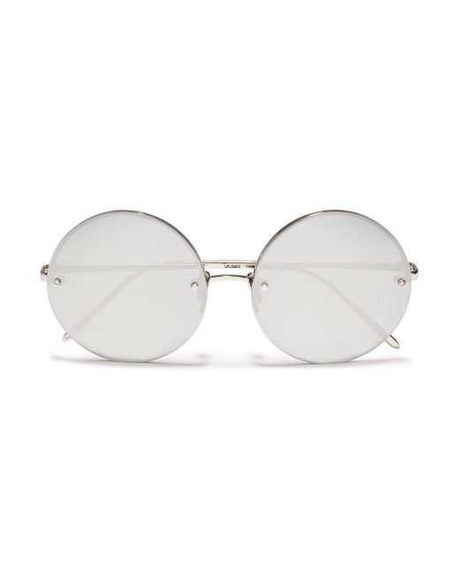 Linda Farrow Metallic Farbene sonnenbrille mit rundem rahmen