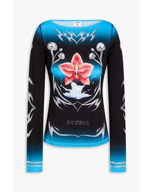 Casablanca Blue Printed Jersey Top