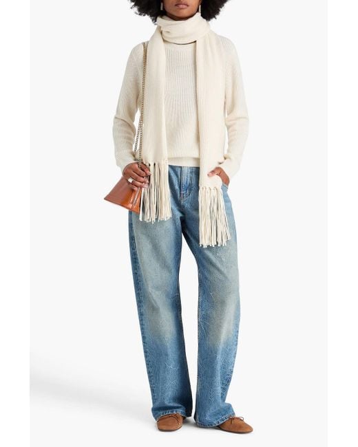 Sandro Natural Ribbed Wool And Cashmere-Blend Sweater