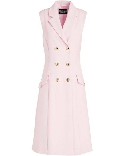 Boutique Moschino Pink Double-breasted Crepe Midi Dress
