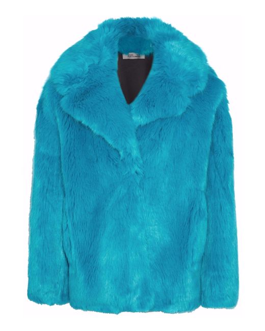Diane von Furstenberg Blue Faux Fur Coat Turquoise