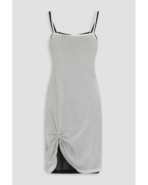 J.W. Anderson Gray Ruched Embellished Jersey Dress
