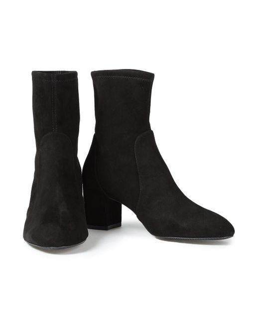 Stuart Weitzman Black Yuliana 60 Stretch-Suede Sock Boots