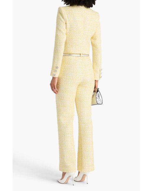 ROTATE BIRGER CHRISTENSEN Yellow Sequin-Embellished Tweed Jacket