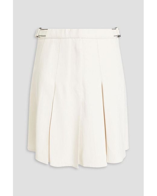 Brunello Cucinelli White Bead-embellished Pleated Twill Mini Skirt