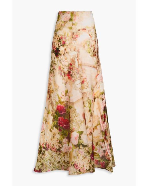 Zimmermann Natural Floral-print Silk-organza Maxi Skirt