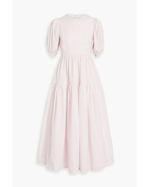 CECILIE BAHNSEN Pink Karoline Open-back Tiered Cotton-poplin Midi Dress