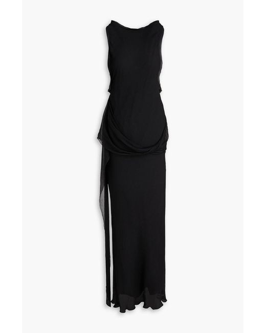 Victoria Beckham Black Silk Crepe De Chine Maxi Dress