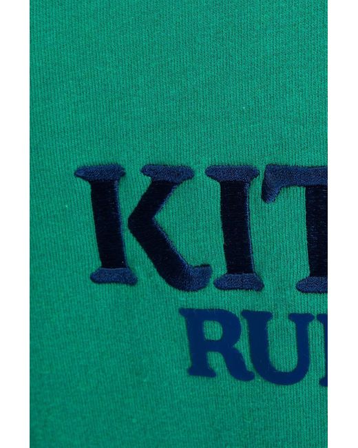 Maison Kitsuné Bedruckter hoodie aus fleece aus einer baumwoll-wollmischung mit stickereien in Green für Herren