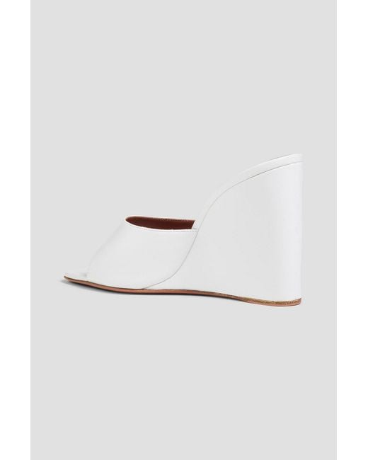 AMINA MUADDI White Lupita Leather Wedge Mules