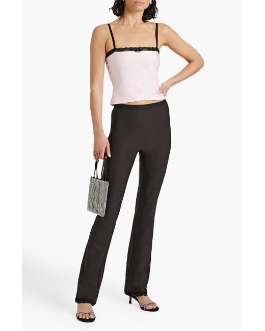 T By Alexander Wang Pink Lace-trimmed Stretch-knit Camisole
