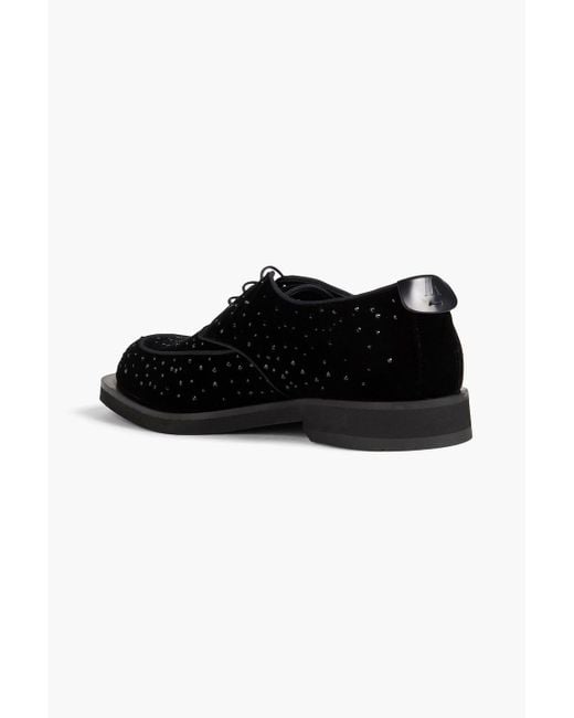 Emporio Armani Black Crystal-embellished Velvet Derby Shoes for men