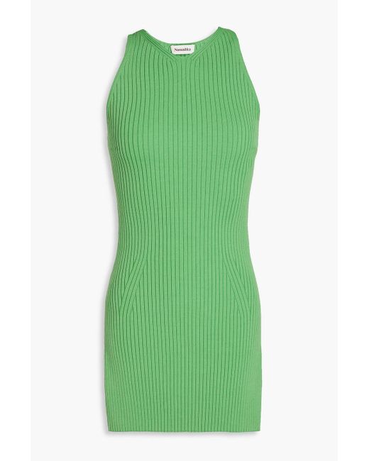 Nanushka Green Ribbed-Knit Top