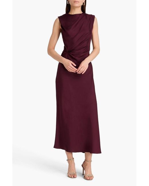 Loulou de Saison Purple Roan Draped Silk-Twill Midi Dress
