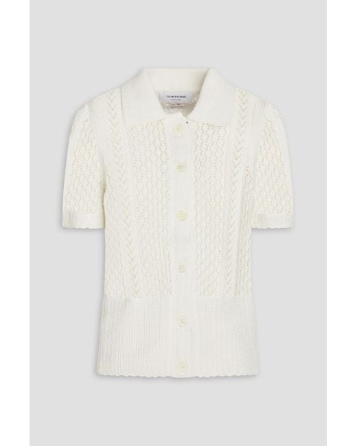 Thom Browne Natural Ottoman Cable-knit Cotton Cardigan