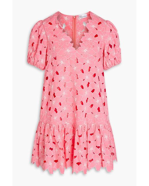 RED Valentino Pink Laser-cut Cotton-poplin Mini Dress