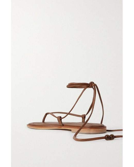 A.Emery Brown Finch Bead-embellished Leather Sandals