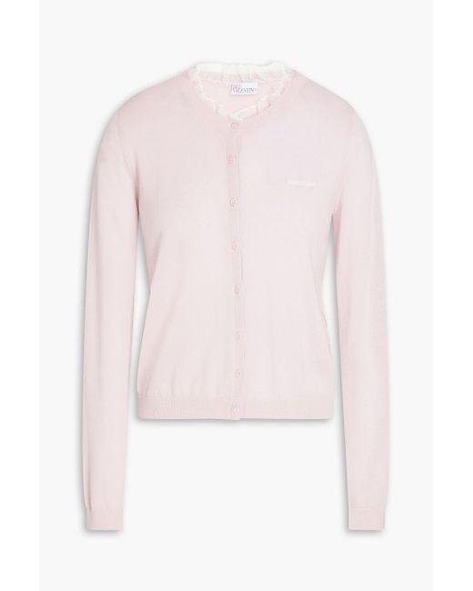 RED Valentino Pink Embroidered Wool And Cashmere-blend Sweater