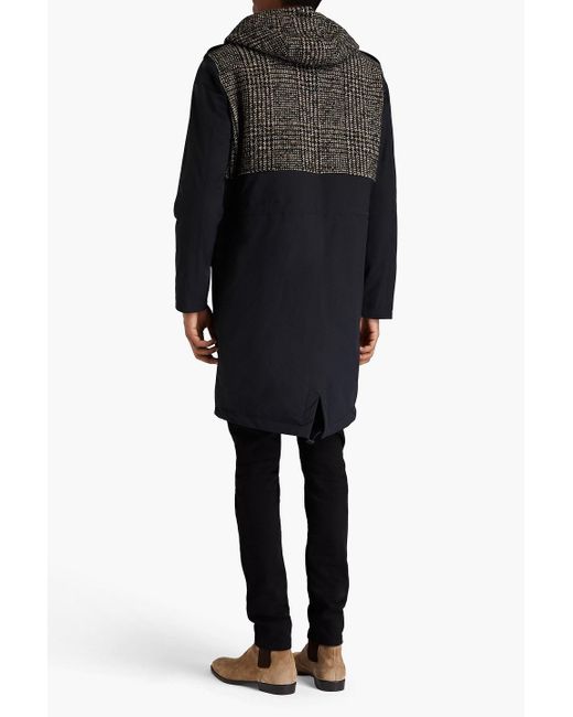 Herno Black Wool-blend Tweed And Shell Parka for men