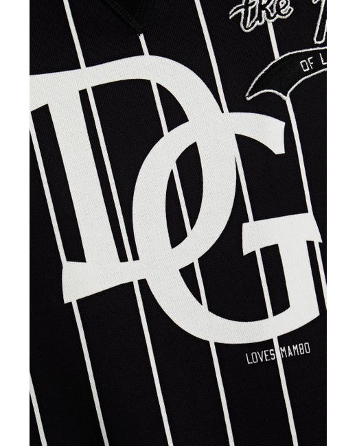 Dolce & Gabbana Black Appliquéd Striped French Cotton-terry Sweatshirt for men