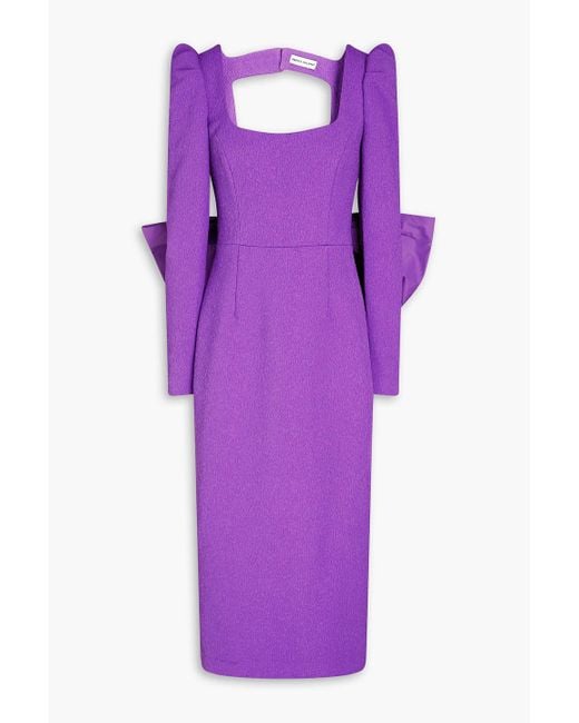 Rebecca Vallance Purple Rumi Bow-embellished Cutout Cloqué Midi Dress