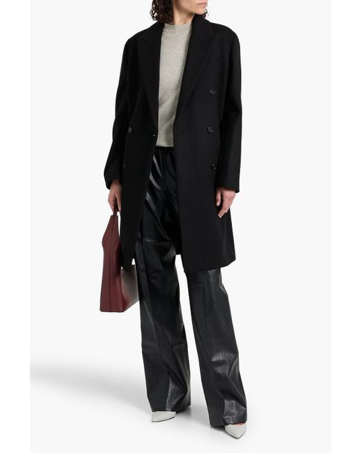 Theory Black Double-Breasted Wool-Felt Coat